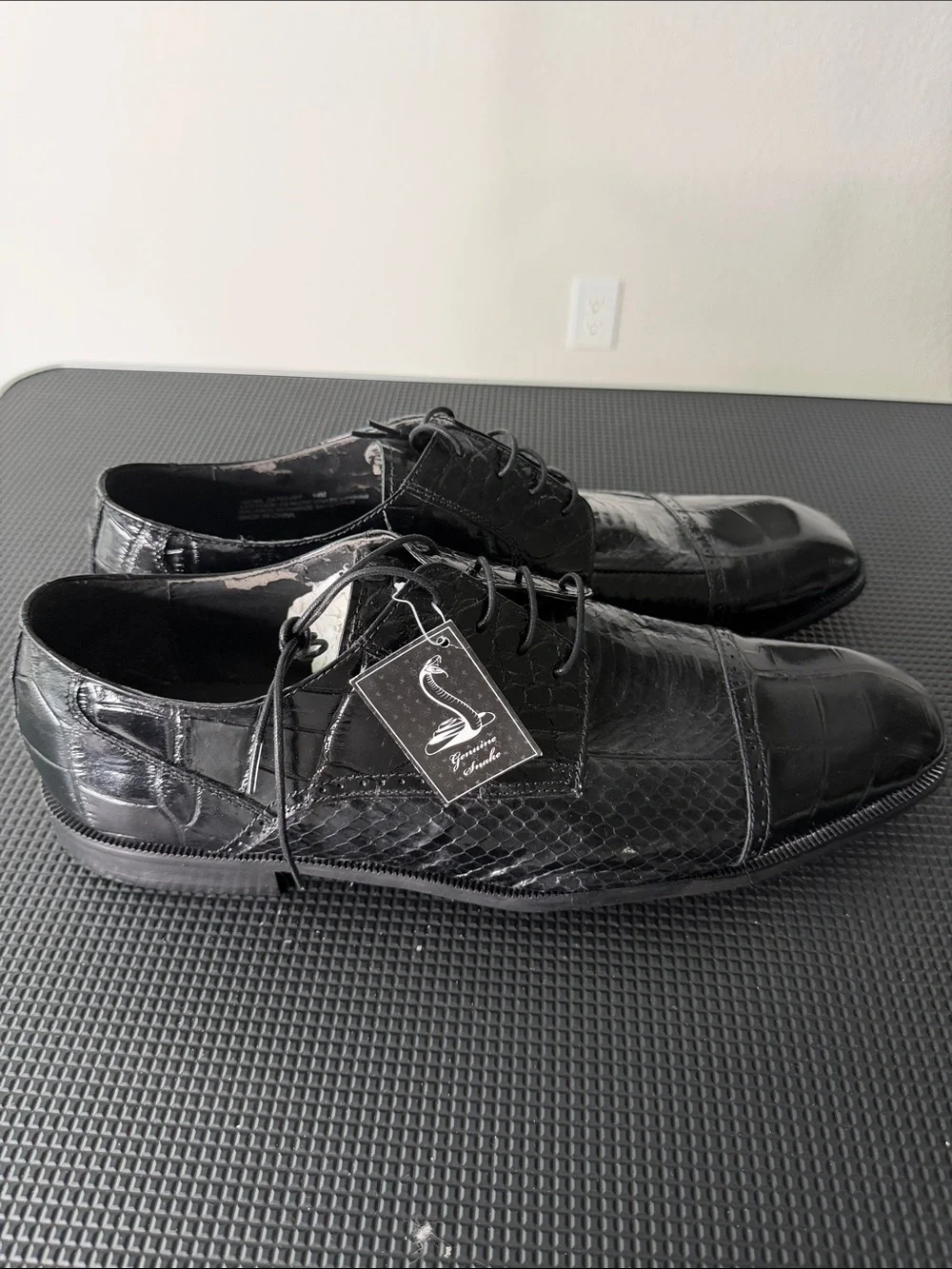 Stacy Adams Genuine Snake Leather Black Dress Shoes Mens 14M